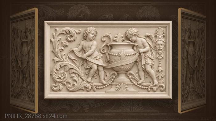 Playful cherub with ribbon and vase 3d STL model