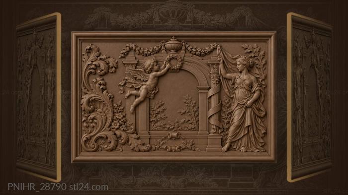Cherub crowns the arch with wreath 3d STL model
