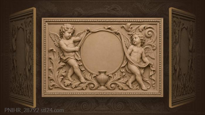 Cherubs pull ribbon around the oval 3d STL model