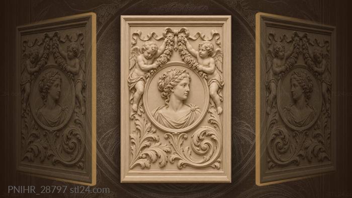 Putti holding garland above a bust 3d STL model