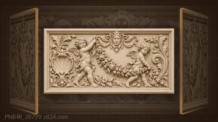 Putti with garland shell and mask 3d STL model