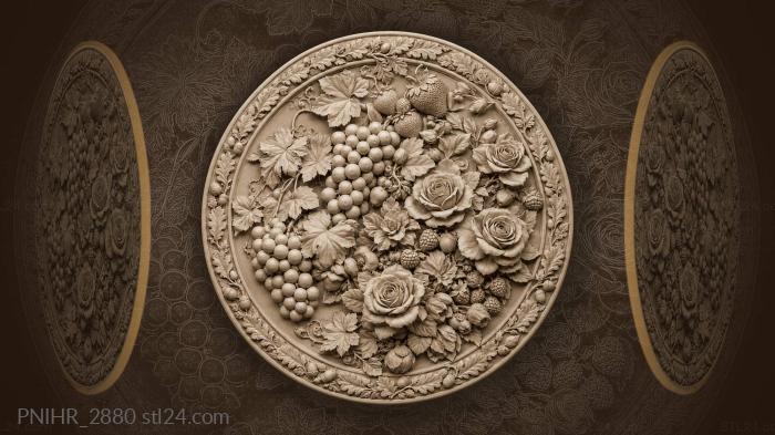 Abundant fruits flowers garland design 3d STL model