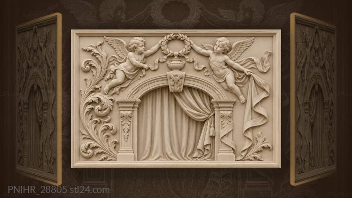 Cherubs hold wreath above the arch 3d STL model