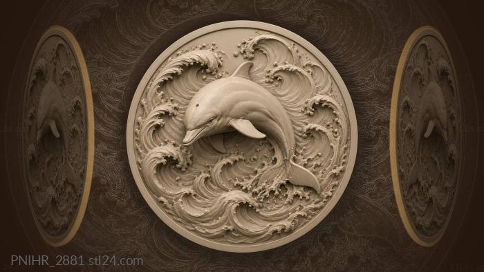 Dolphin rises over the wave crests 3d STL model