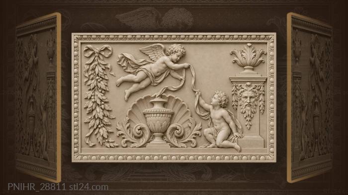 Airborne cherub drops ribbon toward waiting hands 3d STL model