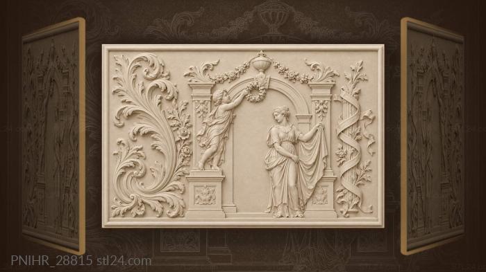 Triumphal arch angel wreath drapery 3d STL model