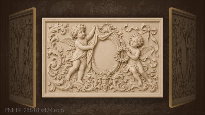 Putto adjusting drape beside wreath bearer 3d STL model