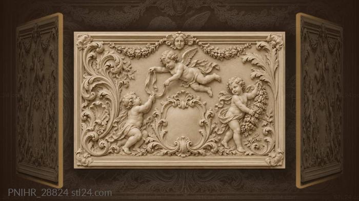Angels with garland and ribbon 3d STL model