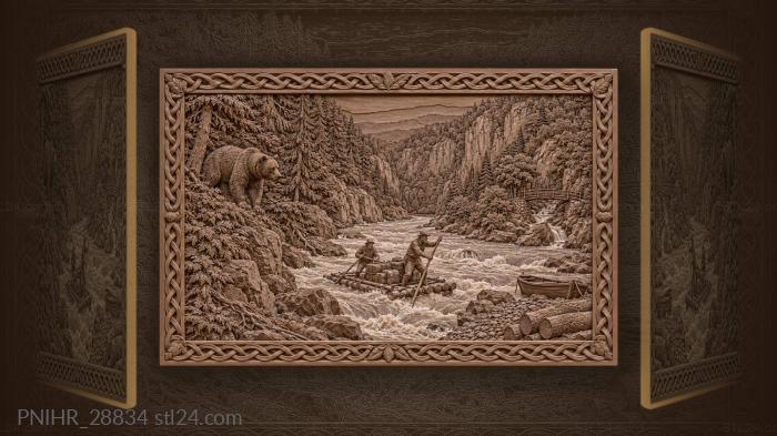 Bear watches rafters in the canyon 3d STL model