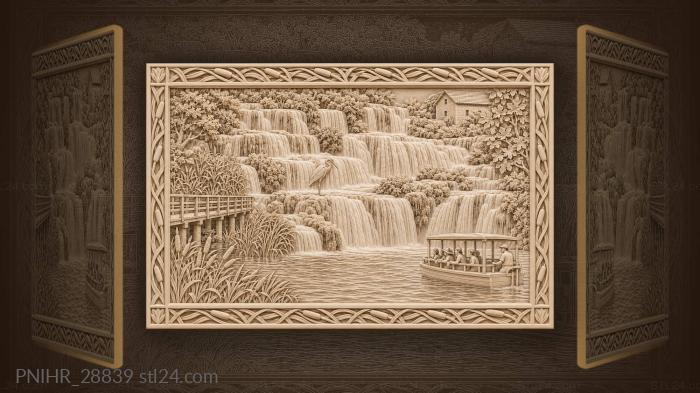 Boat approaches cascading krka falls 3d STL model