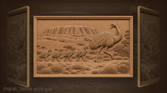 Uluru dunes emu family walk 3d STL model