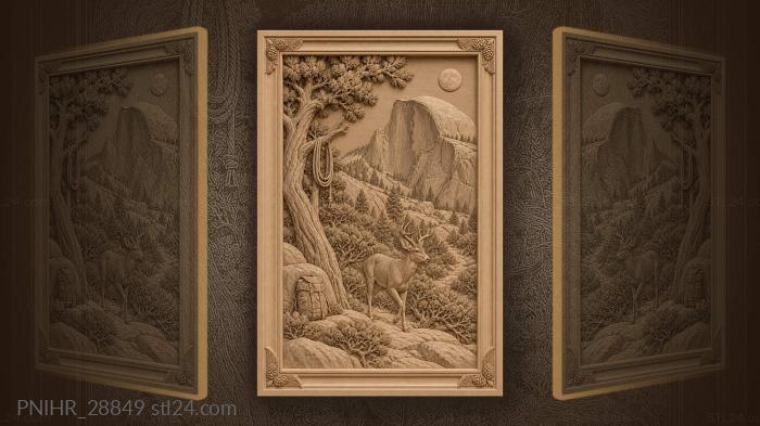 Deer crosses moonlit slickrock below half dome 3d STL model
