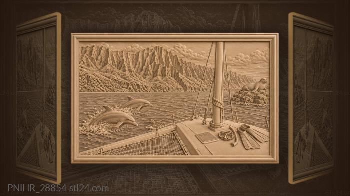 Hawaii catamaran dolphins monk seal coast 3d STL model