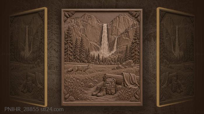 Yosemite meadow coyote picnic scene 3d STL model