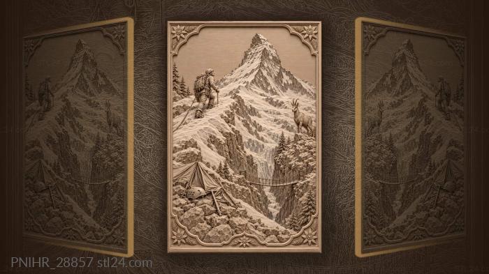 Matterhorn climb with alpine wildlife 3d STL model