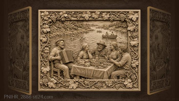 Revelers feast as boats drift past 3d STL model