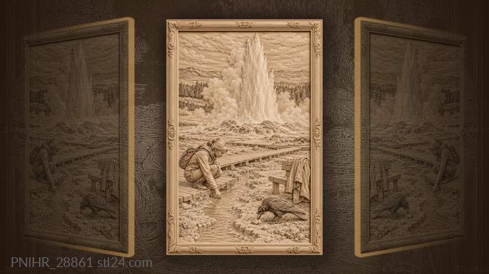 Geysir hot springs iceland bird 3d STL model