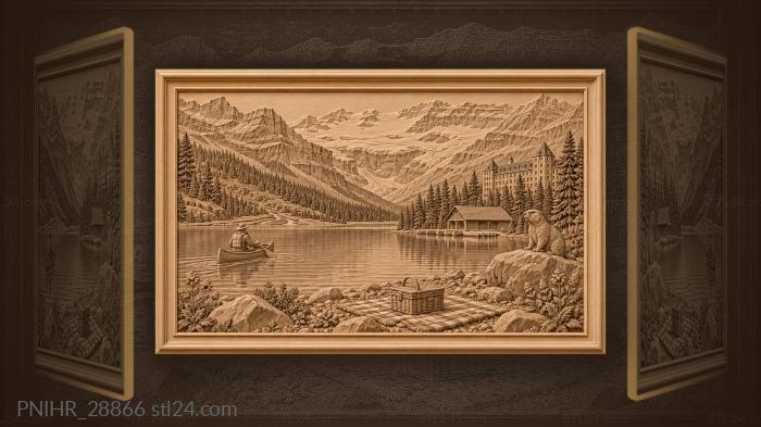 Paddler crosses lake below victoria glacier 3d STL model