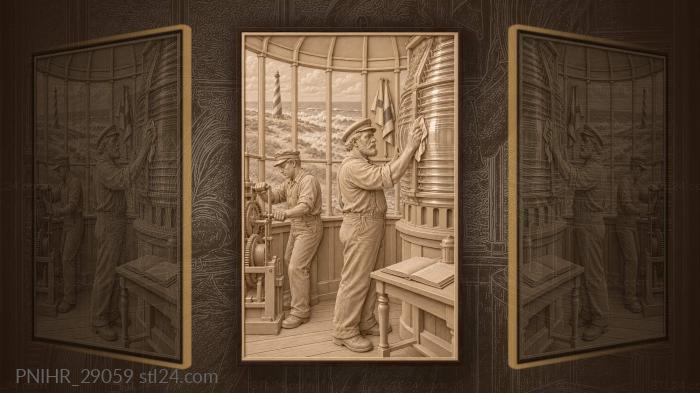 Hatteras lighthouse keeper tending the light 3d STL model