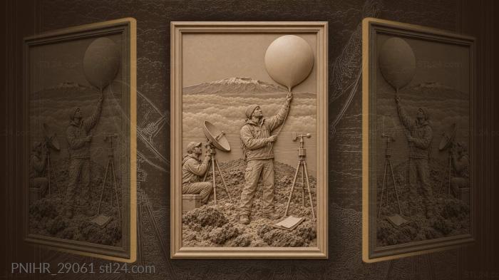 Releasing weather balloon on volcano slope 3d STL model
