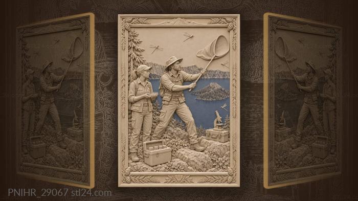 Damselfly researcher sweeps a net by caldera 3d STL model