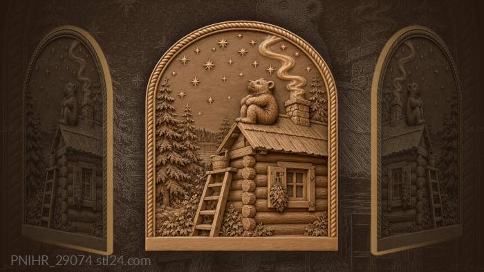 Bear cub counts rooftop stars 3d STL model