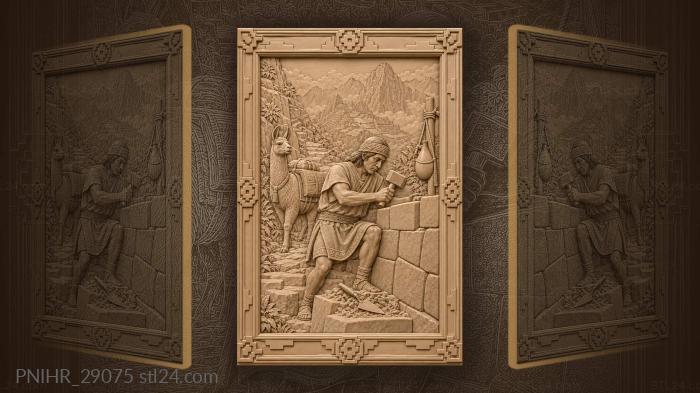 Inca stonemason repairs ancient trail wall 3d STL model