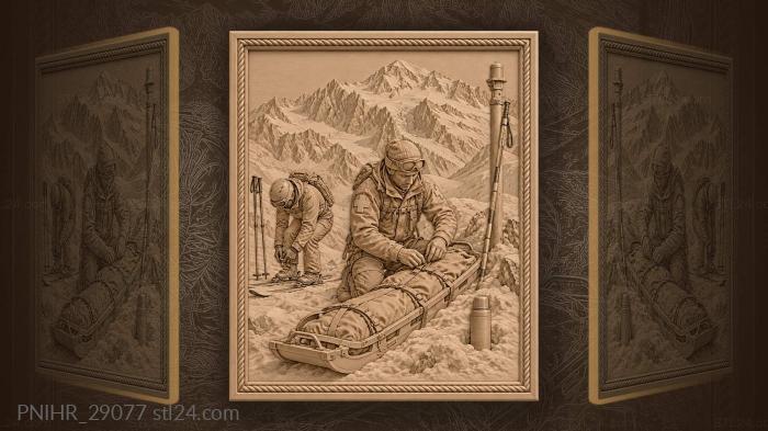 Alpine rescuer preparing for descent mont blanc 3d STL model