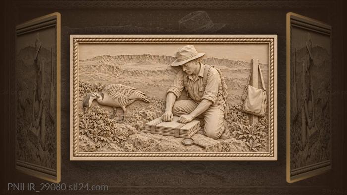 Naturalist gathers specimens beside the volcano 3d STL model