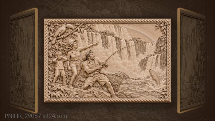 Iguazu falls fishing adventure rainbow moment 3d STL model