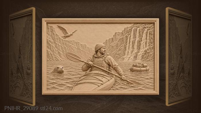 Geiranger fjord kayak sunrise seal 3d STL model