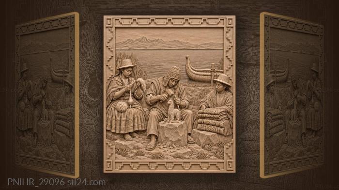 Andean sculptor weaver lakeside scene 3d STL model