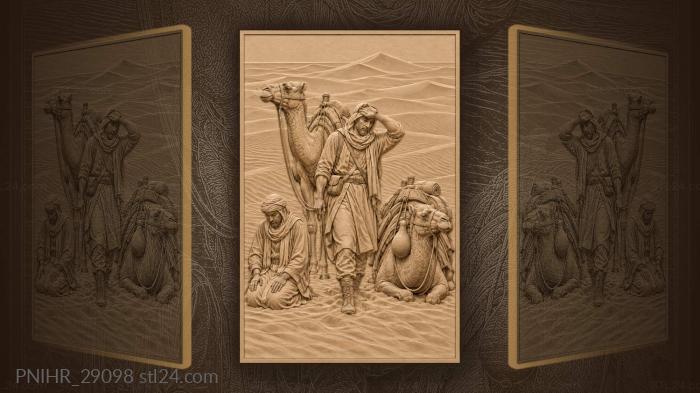 Traveler dismounts beside praying bedouin 3d STL model