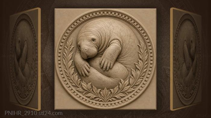 Gentle manatee among leafy fronds 3d STL model