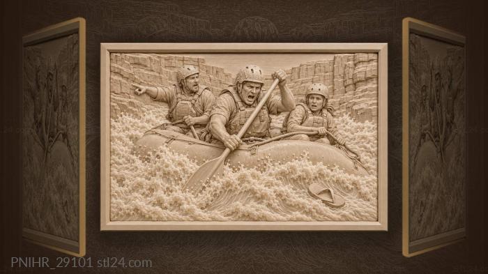 Rafter braces paddle against wave 3d STL model