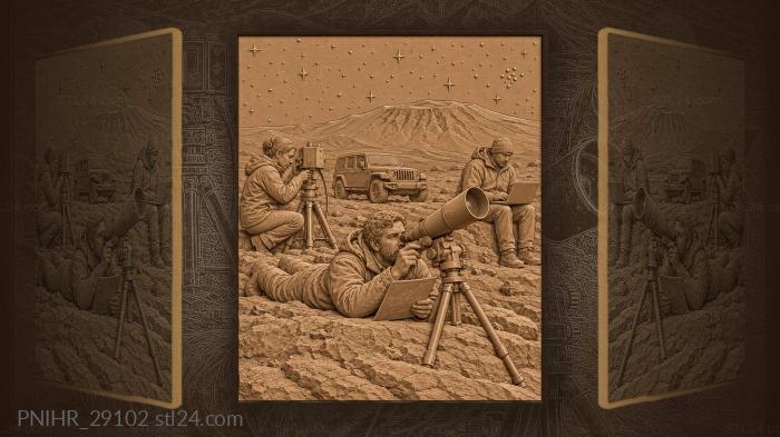 Astronomer focuses telescope atop volcano 3d STL model