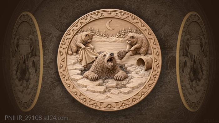 Bear climbs from the ice hole 3d STL model