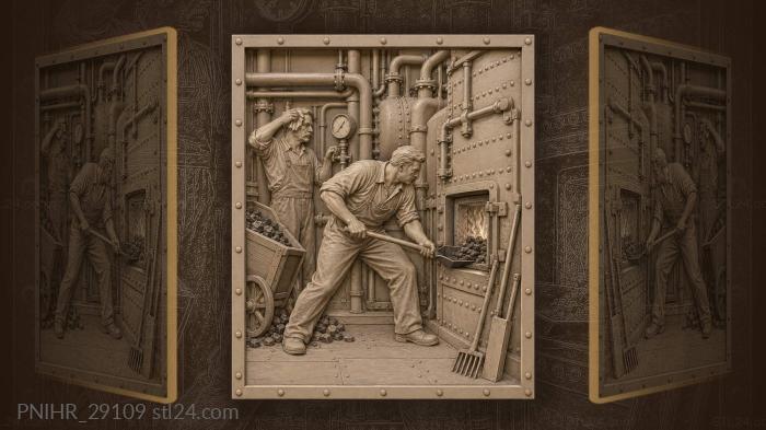 Steamer boiler room hardworking stokers 3d STL model