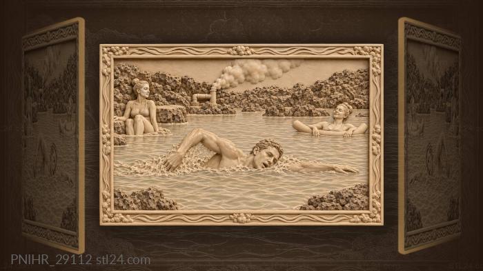 Swimmer crosses the blue lagoon 3d STL model