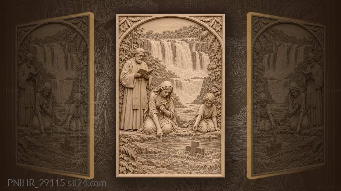 Woman lowers flower into guaíra waters 3d STL model