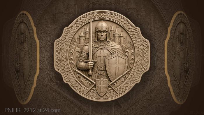 Medieval knight with castle heraldry 3d STL model