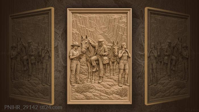 Canyon postman with horse and hiker 3d STL model