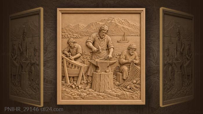 Blacksmith hammers iron beside loch linnhe 3d STL model