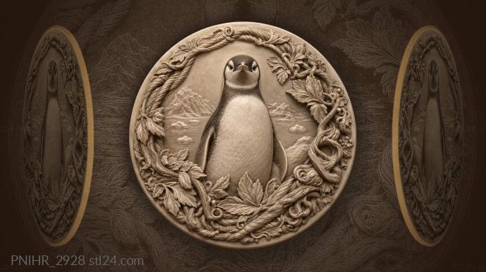 Penguin among twisting leafy branches 3d STL model