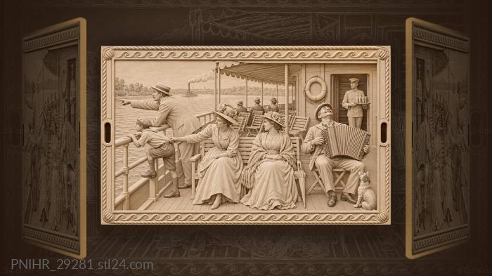 River steamer carries passengers downstream 3d STL model