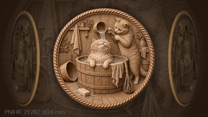 Attendant cat drenches the tub usurper 3d STL model