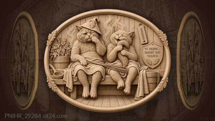 Hot summer day feline friends 3d STL model