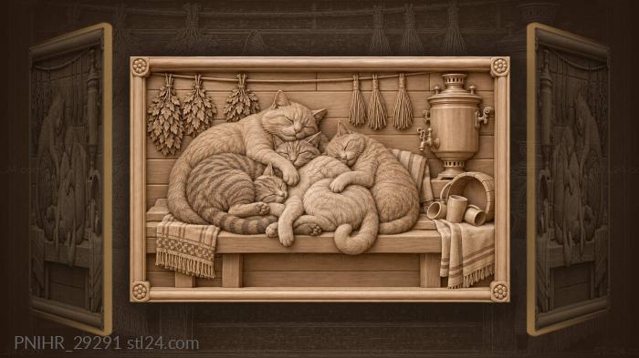 Cozy cats and summer tea 3d STL model