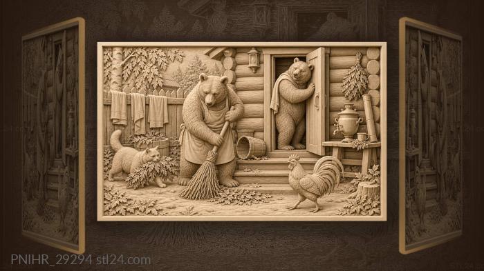 Bear prepares bathhouse for weekend guests 3d STL model