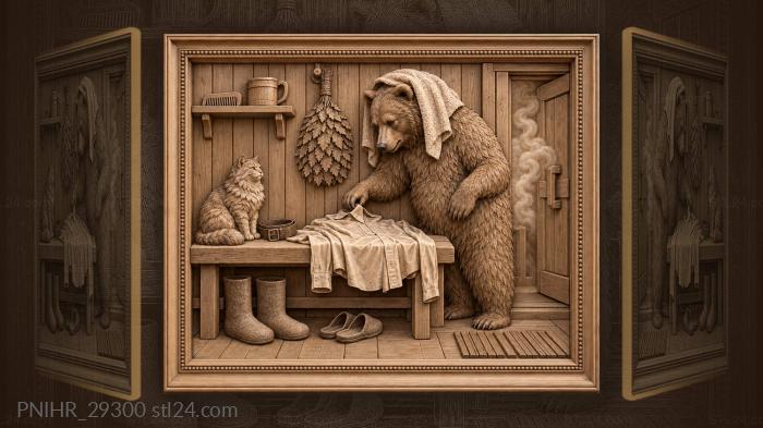 Cat guards the belt on bench 3d STL model